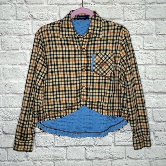 Pepsi Jeans Plaid High Low Button Down Long Sleeve Shirt - Picture 5 of 14